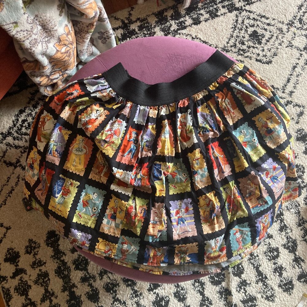 Skeleton Lotería Mini Skirt, Black